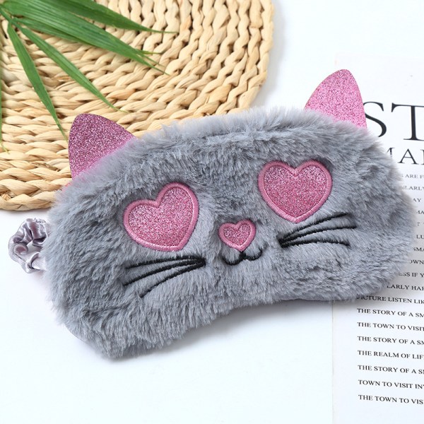 3-pack söta djur katt sovmask för flickor söt tecknad katt mjuk