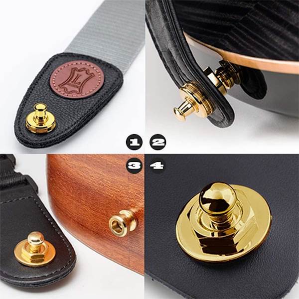 4 stycken gitarrremmslås knappar för gitarrrem, metallgitarrremmslås, för gitarrrem gitarr och bas guld
