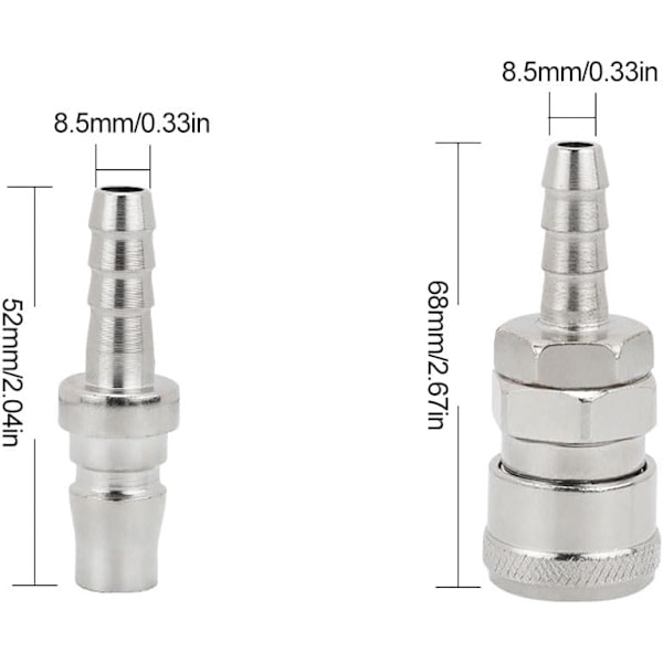 Snabbkoppling för tryckluft, Luftkompressorset, Pneumatisk munstycke, 8 mm pneumatisk snabbkoppling, Tryckluftslang hane a