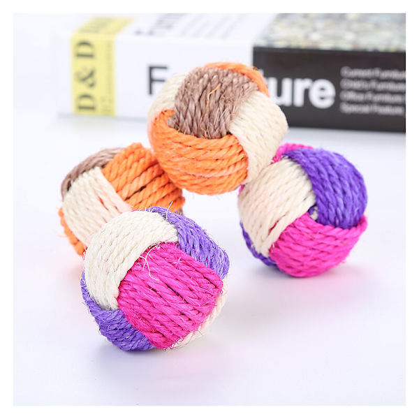 Balle Chat, 6PCS Balle de sisal Animaux de Compagnie, Balle en sisal Chat interactif, Balle Jouet pour Animaux, Chat interactif Jouet, ChatBoule, Jouets Chat couleur aléatoire