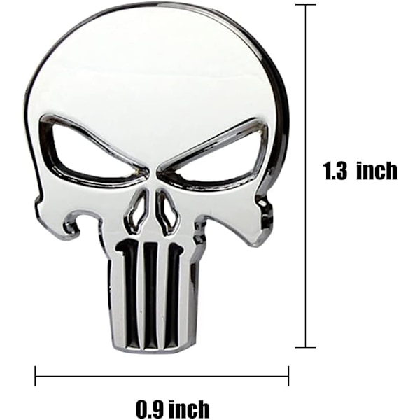 3D Metal Skull Punisher Emblem Sticker 2 stk., Biler Pynt Metal