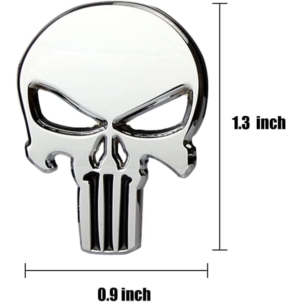 3D Metal Skull Punisher -emblem-tarra 2 kpl, autojen koristemetalli