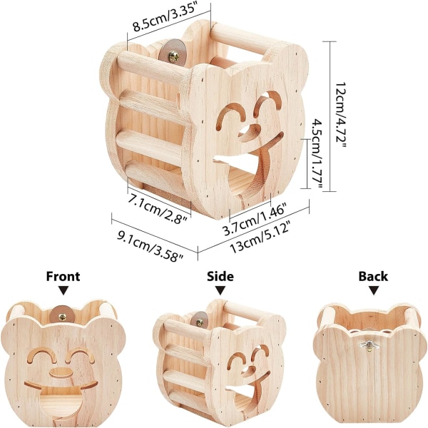 Pet Hay Feeder Holder, Bear Shape Wooden Wall Mounted Hay Feeder