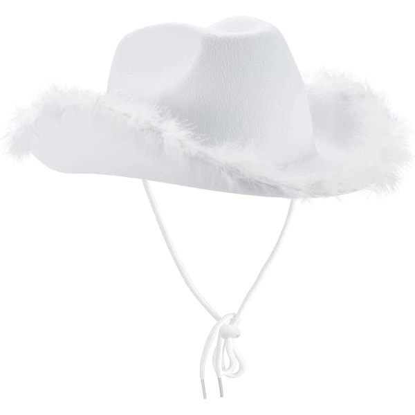 Kvinners Cowboy Hater Fluffy Feather Rosa Cowgirl Hat Nyhet Morsom