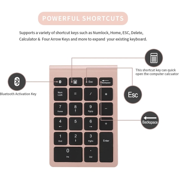Bluetooth-numeronäppäimistö, 22 numeronäppäintä, pikanäppäimellä, 10 näppäintä
