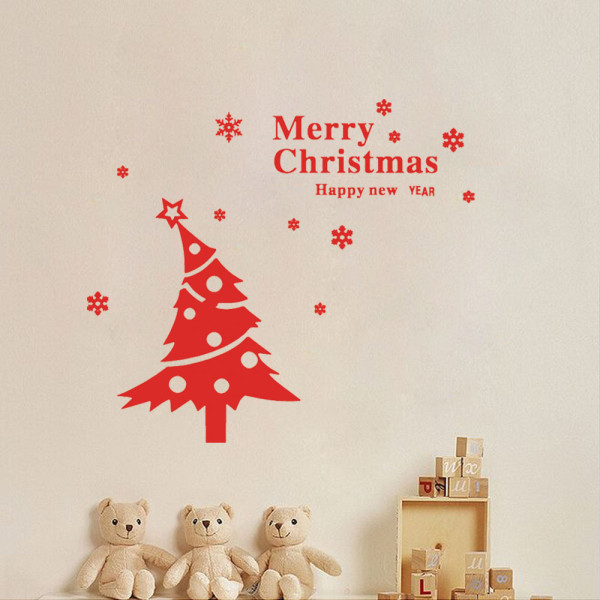 3 stk Merry Christmas Tree Xmas Wall Stickers, rød, svart, hvit