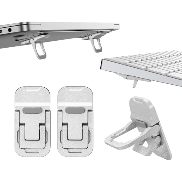 Pack Mini Laptopställ i Legering för Skrivbord, Silverfärgad Dator Tangentbordshållare, Självhäftande Osynligt Datorställ för Laptop