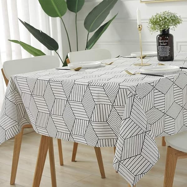 Rektangulær dug i geometrisk stil bomuldsdug dug til køkkenbord