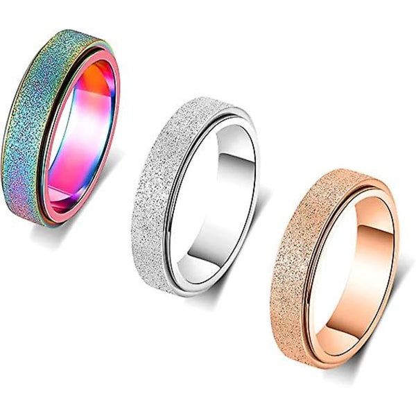 Titanium rustfri ring til mænd, størrelse 9, b: 6 mm, 3 farver