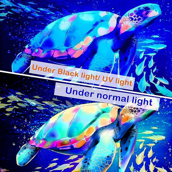 Sea Turtle Gobeläng UV Reactive Marine Life Gobelänger Black Ligh