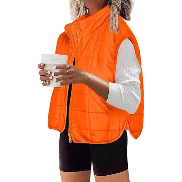 (M) Dam Väst, Damernas Ärmlös Zip Up Ytterkläder Varm Puffer Lätt Dun Alla Vinterjackor Kappor
