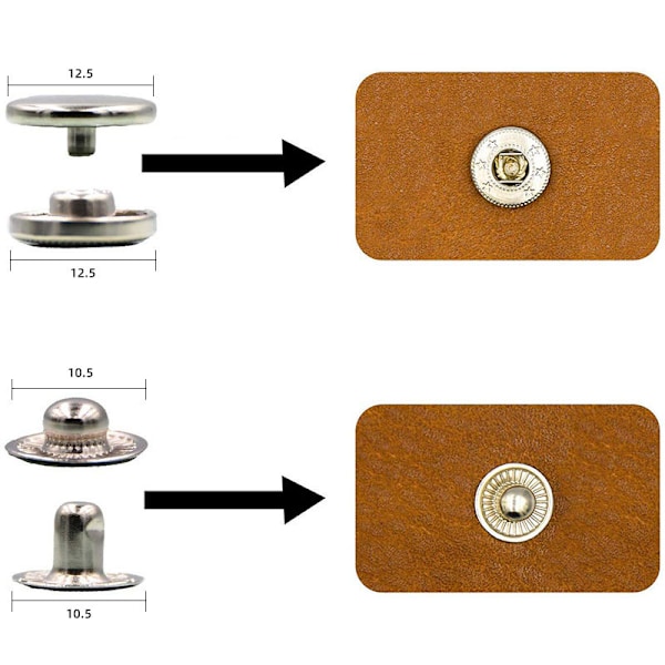 120 st koppartryckknappar i brons, metallkläder, tryckknappar med fixeringsverktyg för läderhantverk, jacka, plånbok, handväska (6 färger, 12 mm)