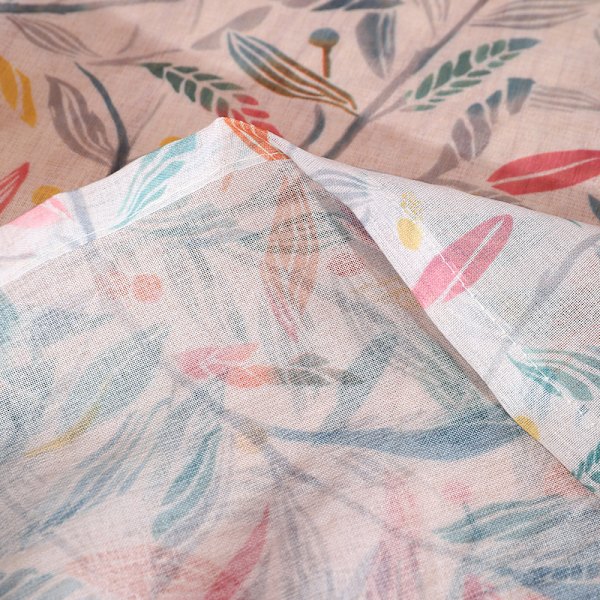 Amerikansk lantlig rustik polyester och linne tryckt små blad