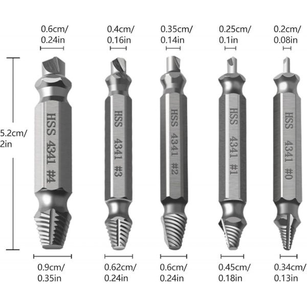 5 kpl ammattimaista ruuvinpoistajaa, vaurioituneiden ruuvien poistajat, suuri nopeudella