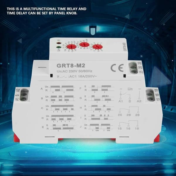 GRT8-M2 AC 220V 10-funktions multifunktionstimerrelä för DIN-skenmontering