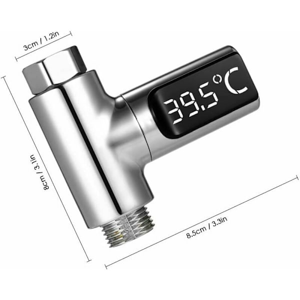 LED dusjtermometer, Triomphe 585°C digitalt termometer, med 360° roterende termometer, LED vannmåler, dusjvanntermometer for eldre barn