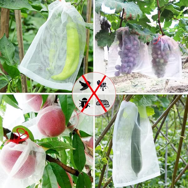 50-pack Fruktskyddspåsar 45 x 30 cm, Trädgårdsnätpåsar med dragsko