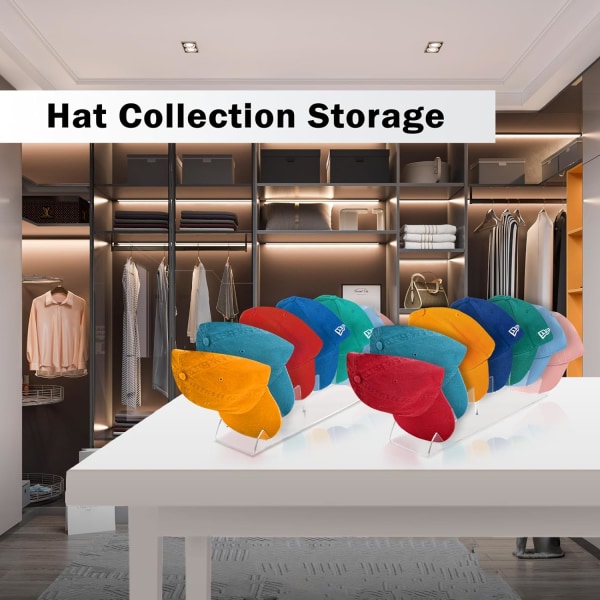 Hattstativ for Baseball Caps, Akryl Hat Organizer Dobbelt-Tier Hat Racks C