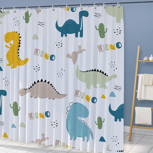 1 st söt dinosauriemönster polyester tyg duschdraperi, 180 x 1