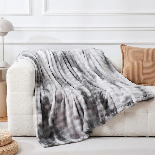 Supervarm Rutig Pläd, Grå - Vit Högkvalitativ Konstpäls Rutig, Mjuk och Bekväm Hårig, Soffa Pläd, Ultra Mjuk och Fluffig, 120x200cm