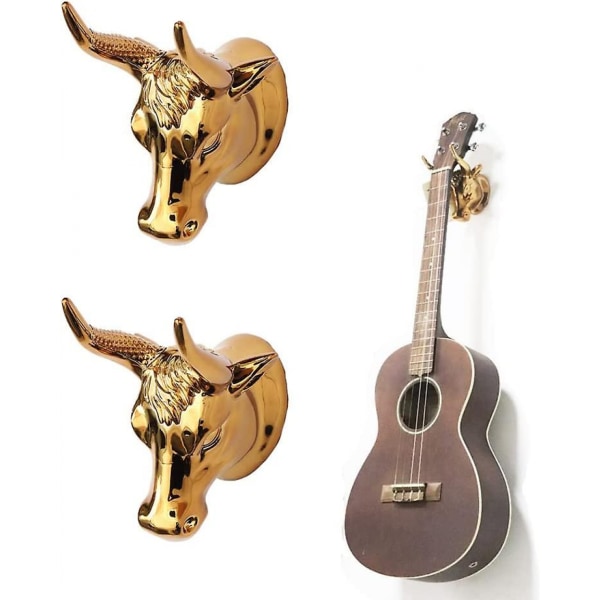 Guitarophæng, Bull Art Guitar vægbeslag 2 pakke, Guld Guitar Stand kroge