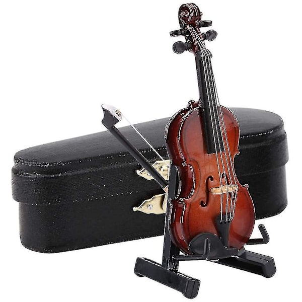 Miniature Violin, Træ Mini Violin Model Med Stativ Til Musiker