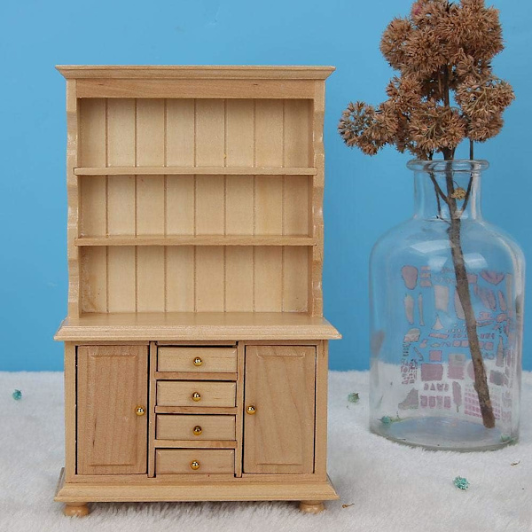 1:12 Skala Miniatyr Mini Skåp Leksak för Dockhus Modell Möbler Skåp Leksak Dekor Vardagsrum Sovrum Pedagogisk Leksak för Barn Födelsedagspresent Över 3 År Gammal (Träfärg)