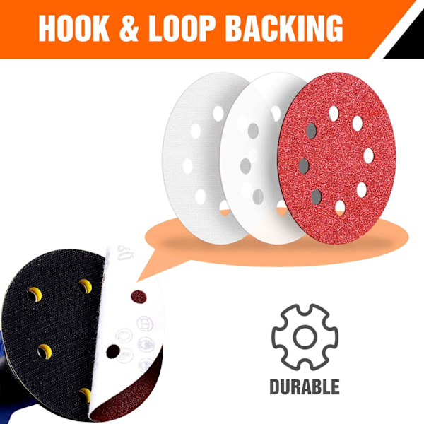 125mm Slibeskiver 240 Korn Sandpapir 100 Stykker 8 Huller Slibeskive til Excentersliber