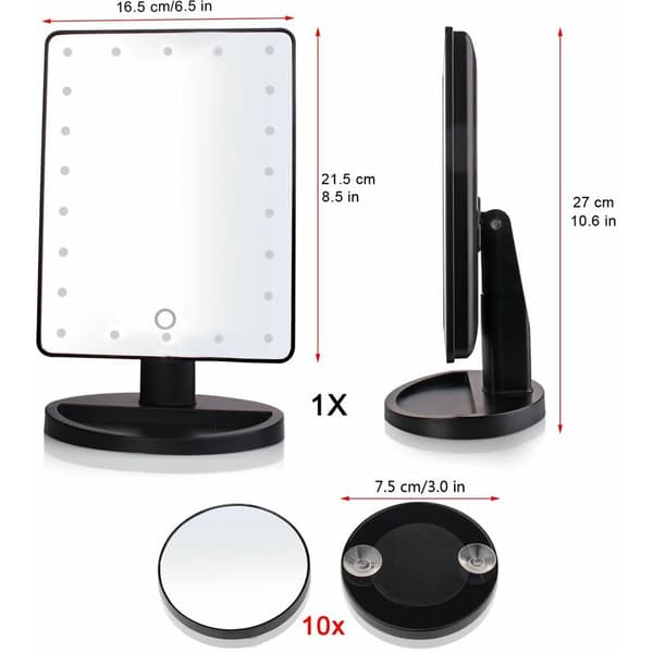 Lighted Mirror, 10X forstørrende LED Makeup Mirror, LED Mirror, USB