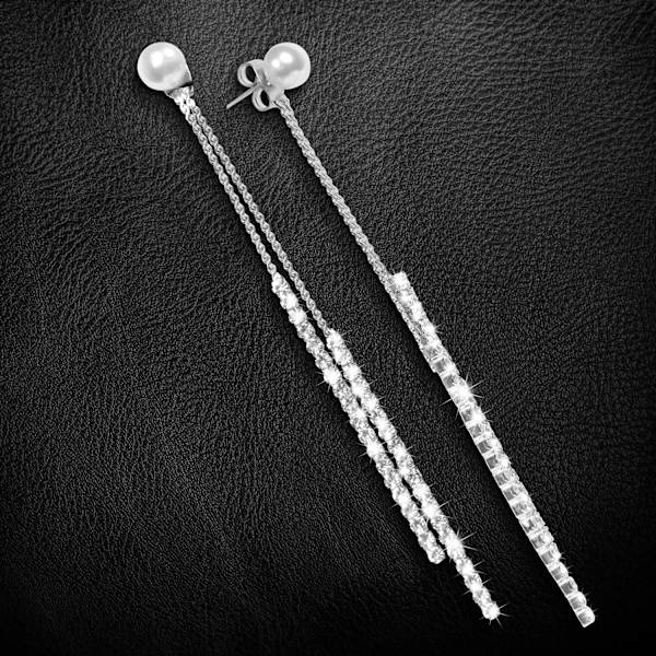 Mote Sterling Sølv Bling Design Lange Dangle Drop Hypoallerge