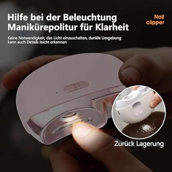 Automatisk Nagelklippare med Ljus, Elektrisk Automatisk Nagelsax, Elektrisk Nagelklippare för Barn, USB Elektrisk Nagelklippare, Elektrisk Nagelfil