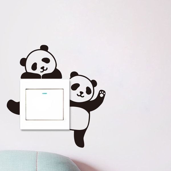 Et sett med tegneserie-panda-veggklistremerker Kreativ og søt veggdekor