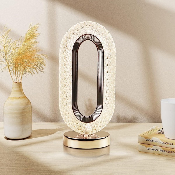 Oval Krystall Stativ Nattlampe | LED Touch Nattlampe | Dekorativ