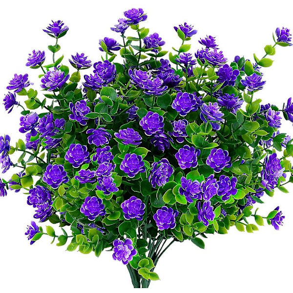 Konstgjorda blommor utomhus, falska, gröna plastblommor för bröllopsdekorationer på bondgård, 10 st (blålila lotus)