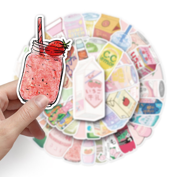 50 stk Boba Stickers Kawaii Bubble Tea Stickers, Vandtætte Søde Stickers Aesthe