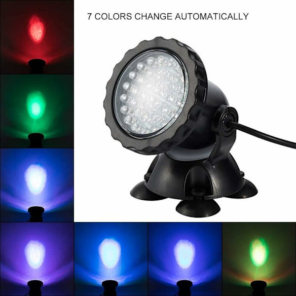Akvarie-projektør med base IP68 3,5W 12V Spotlampe Multicolor Nedsænkelig belysning Justerbar vinkel Led undervandslampe Nedsænkelig dekoration Dam Pool Akvarium
