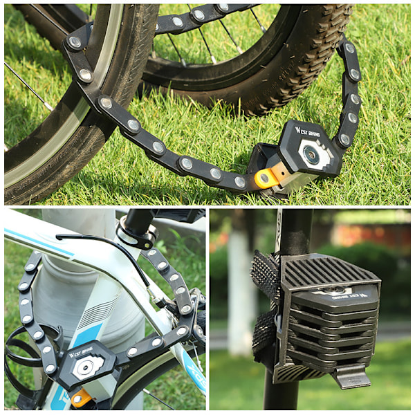 Hopfällbart stöldskyddscykellås med hög säkerhet, 85 cm långt, med fäste och 3 nycklar, för MTB, racercykel, BMX och mountainbike