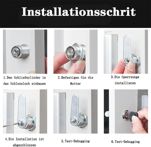 2-pack brevlåslås 30 mm säkerhetslås - möbellås - kamcylinder med