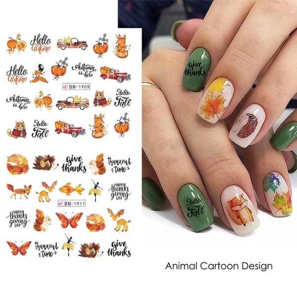 Høst Nail Art Stickers, Høst Nail Art Vannklistremerker Overfør Negl