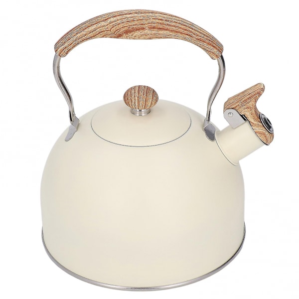 Rustfrit Stål Fløjtende Tekande 2.5L Ergonomisk Håndtag Tekande Beige