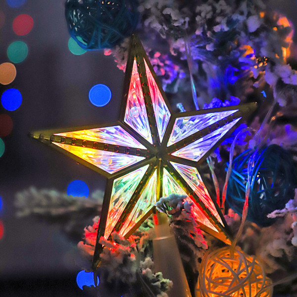 Star Christmas Tree Topper, Tree-top med 10 LED Multicolor Light