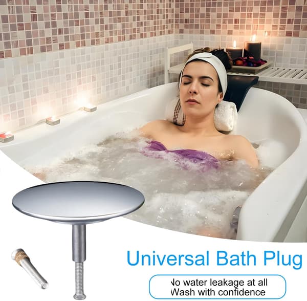 Badekarprop Ø 70 mm, Badekarprop med justerbar skrue, Vaskventil, til ethvert standard badekar