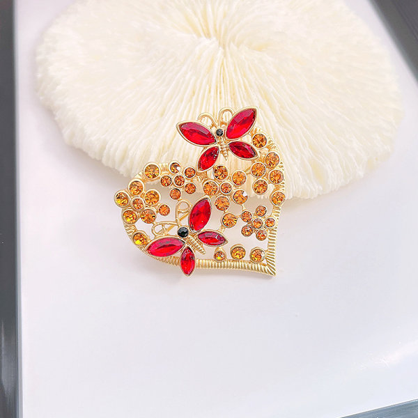 Hjerte Brosche Pin Guld Krystal Rhinestone Sommerfugl Brosche til Kvinder Brosche Mode Smykker