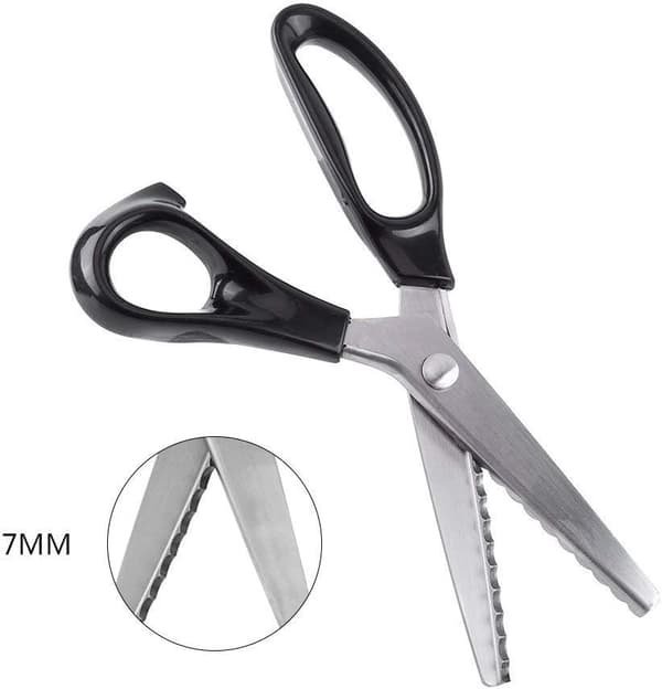 Runda triangulära saxar sicksack saxar i rostfritt stål sy saxar professionella skräddarsaxar (7 mm)
