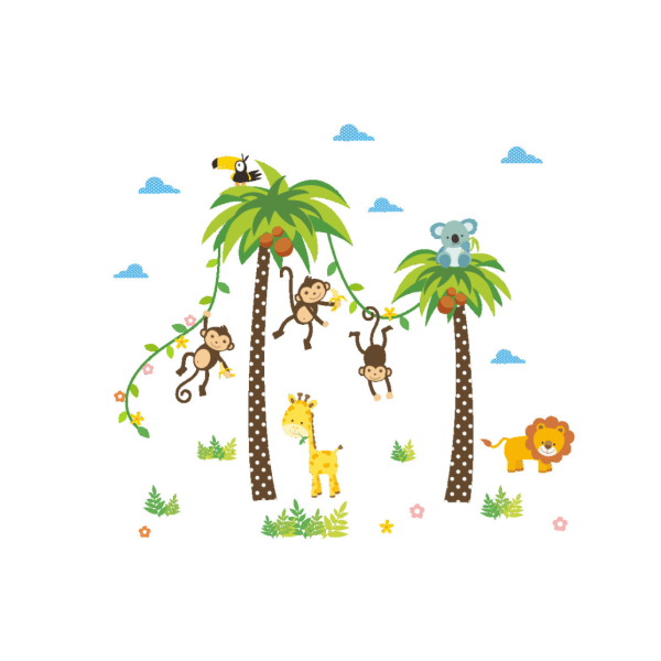 Jungle Wall Stickers Murals Dekaler Soveværelse Børn Baby Børneværelse Stue