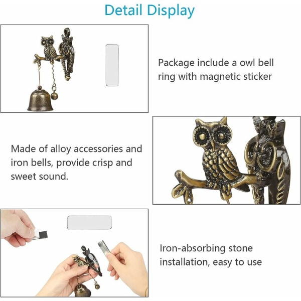 Cast Iron Door Bell with Owl Feng Shui Bell Owl Pattern Gate Bell