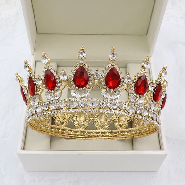 Barock Pageant Queen Bröllop Bröllop Prom Crown Crown Hår Accesso