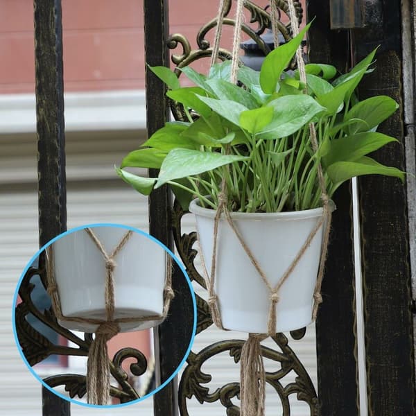 Macrame Hängande Korg, Bomull Rep Hängande Korg Växtkorg H