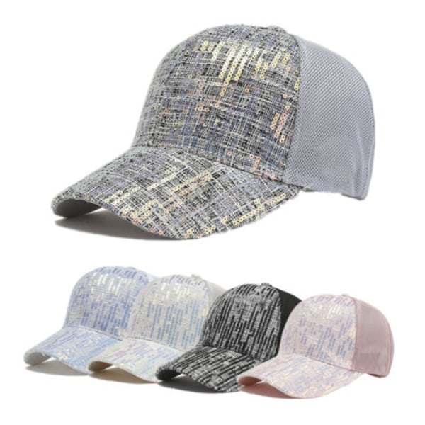 Justerbar Dame Baseball Cap Mesh Bag Cap Bling Sequin Strapbac