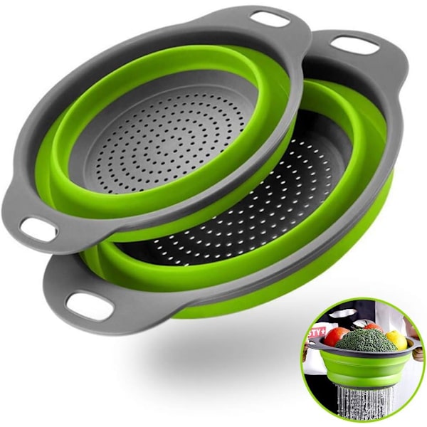Korg Collapsible Colander Set med 2 runda silikonköksilar